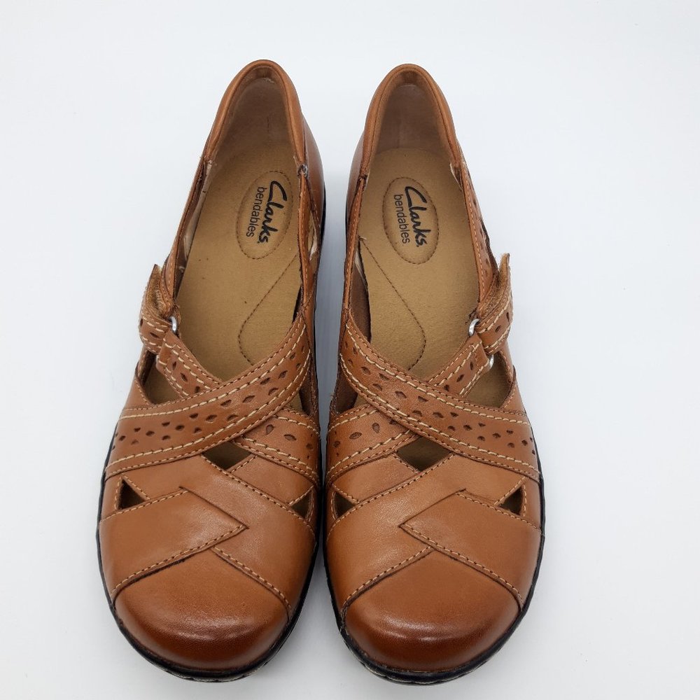 Clarks Bendables Womens Size 9N Tan Leather Shoes
